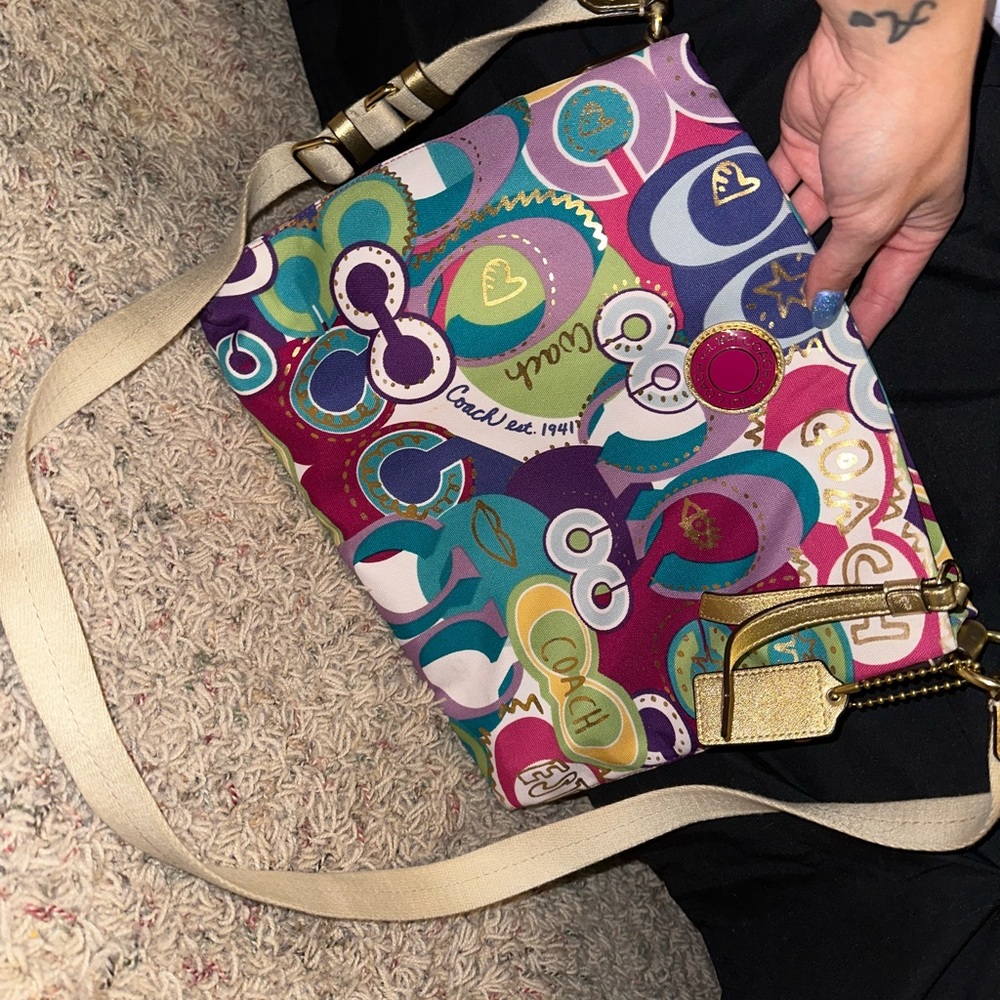 Coach multicolored crossbody purse